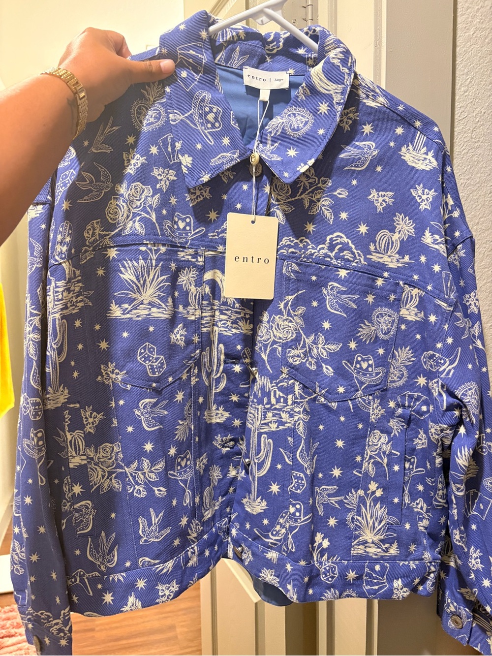 entro Women’s ' Blue Western-Print Jacket